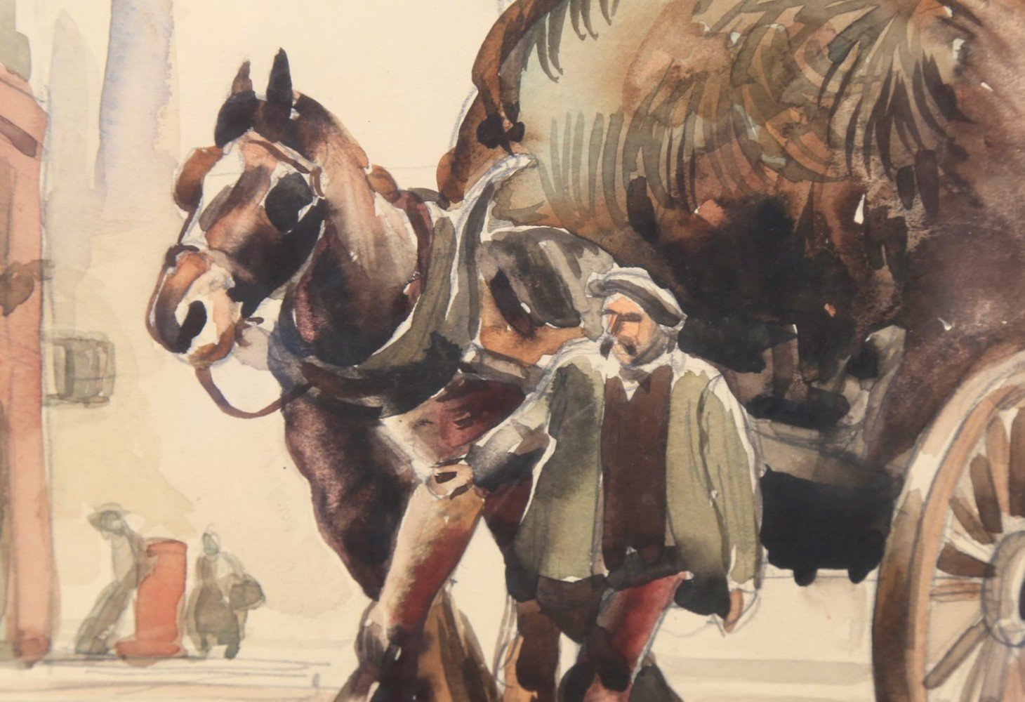 Farmer with Horse Drawn Haycart by Paul Ulen