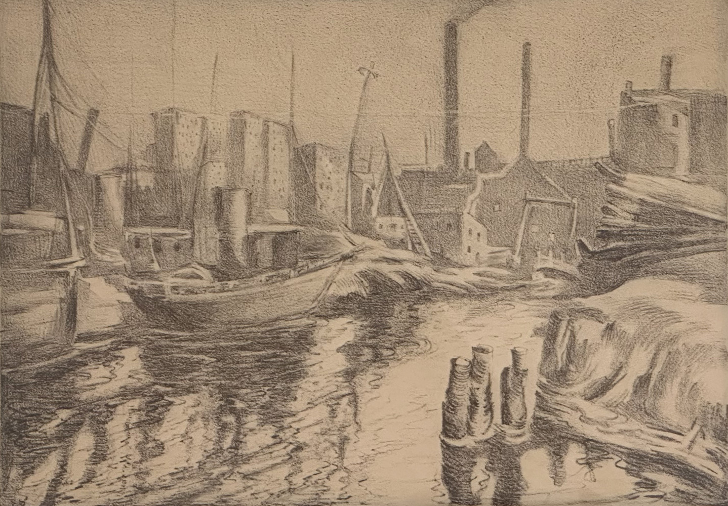 Riverfront: Cuyahoga River by August Frederick Biehle