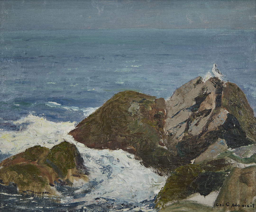 Ocean Rocks with Perched Bird by George Gustav Adomeit
