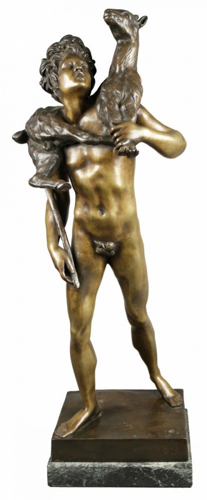 Bronze Figure of Classical Shepherd, after Emile Louis Picault