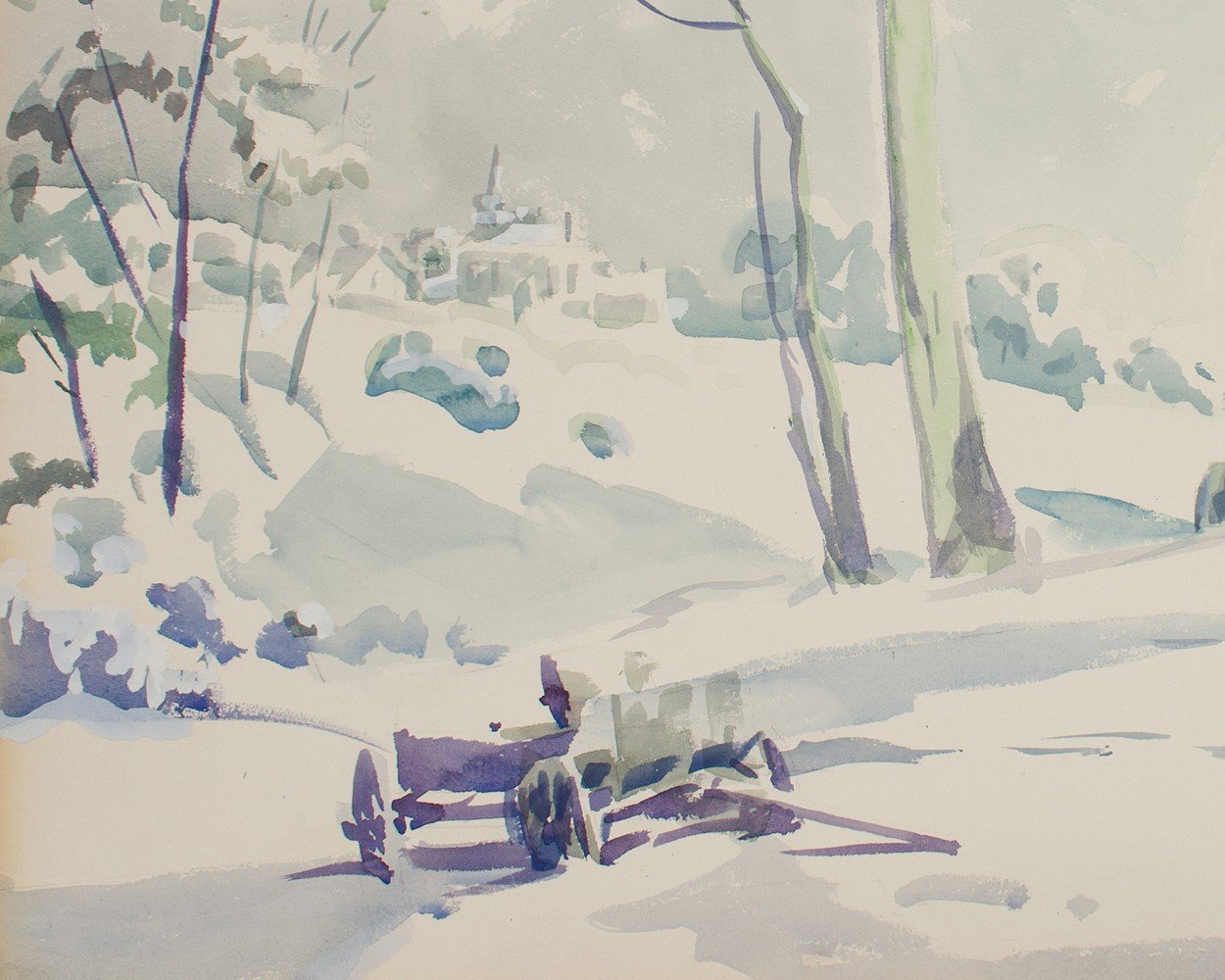 Landscape Watercolor on Whatman Board Painting: 