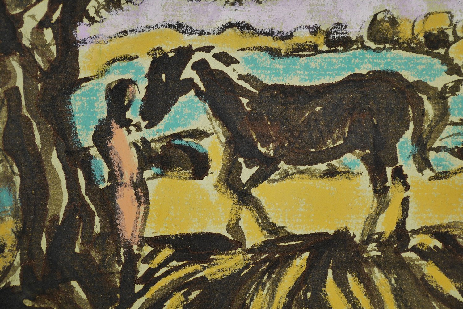 Figure with Horse in a Landscape by Algesa O’Sickey