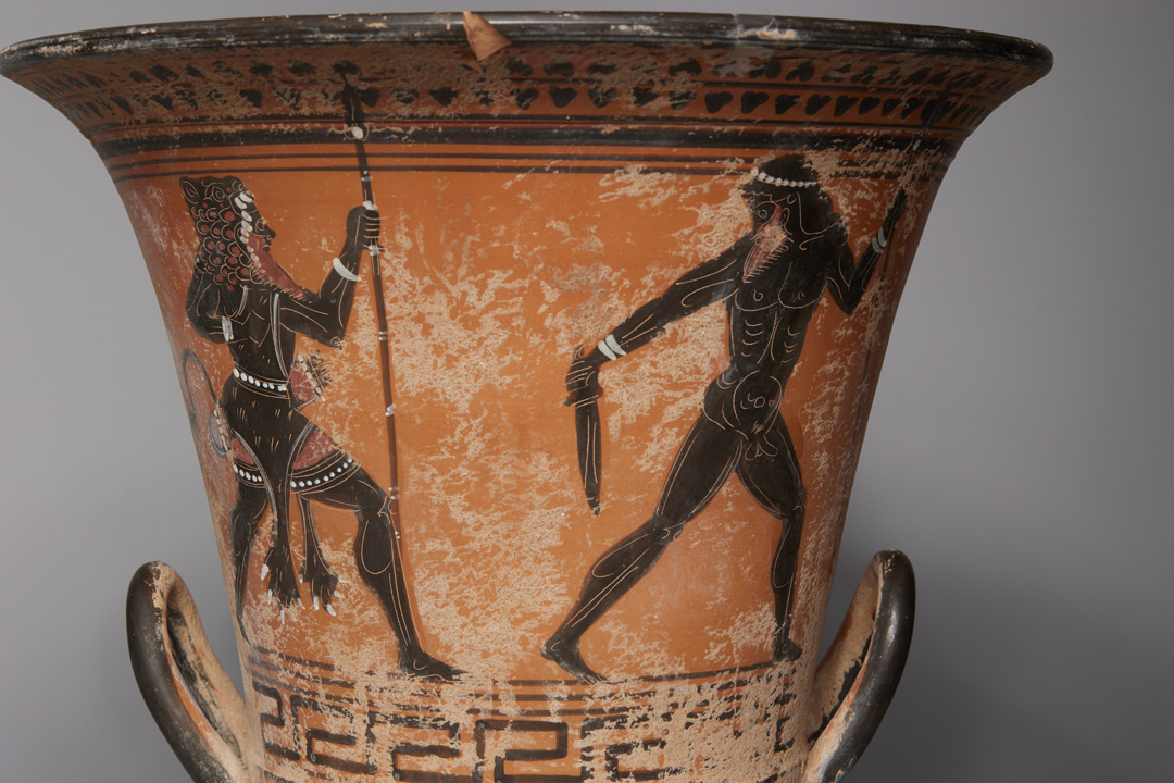 Ancient Style Greek Black Figure Calyx Krater