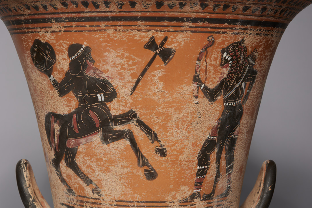 Ancient Style Greek Black Figure Calyx Krater