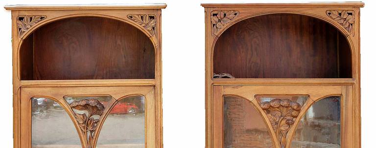 Pair of Art Nouveau Glass Front Bookcases by 19th Century French School