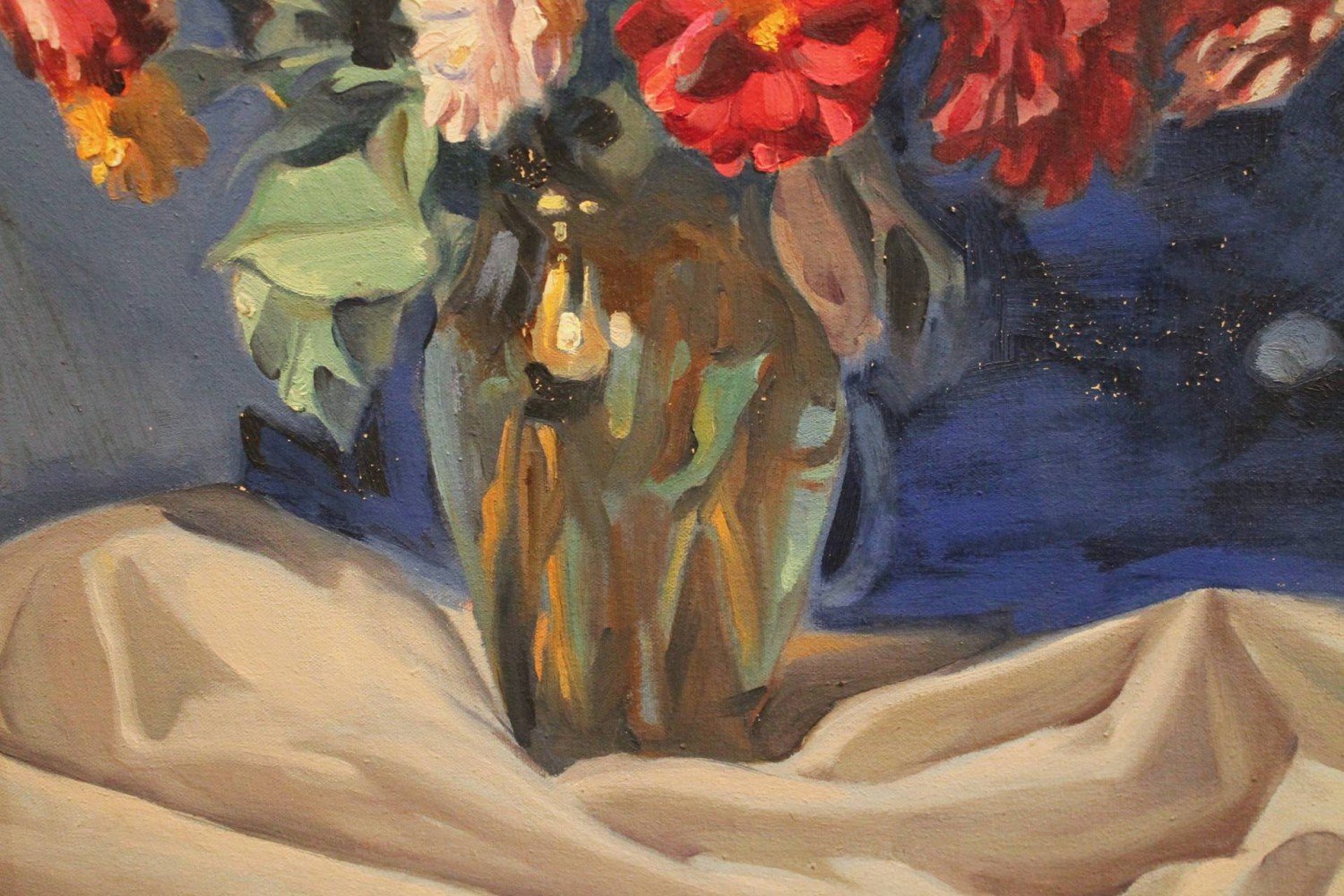 Still Life, Zinnias in a Vase by August Biehle