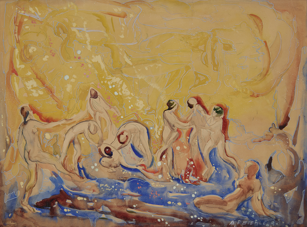 Bathers on Yellow by August Frederick Biehle