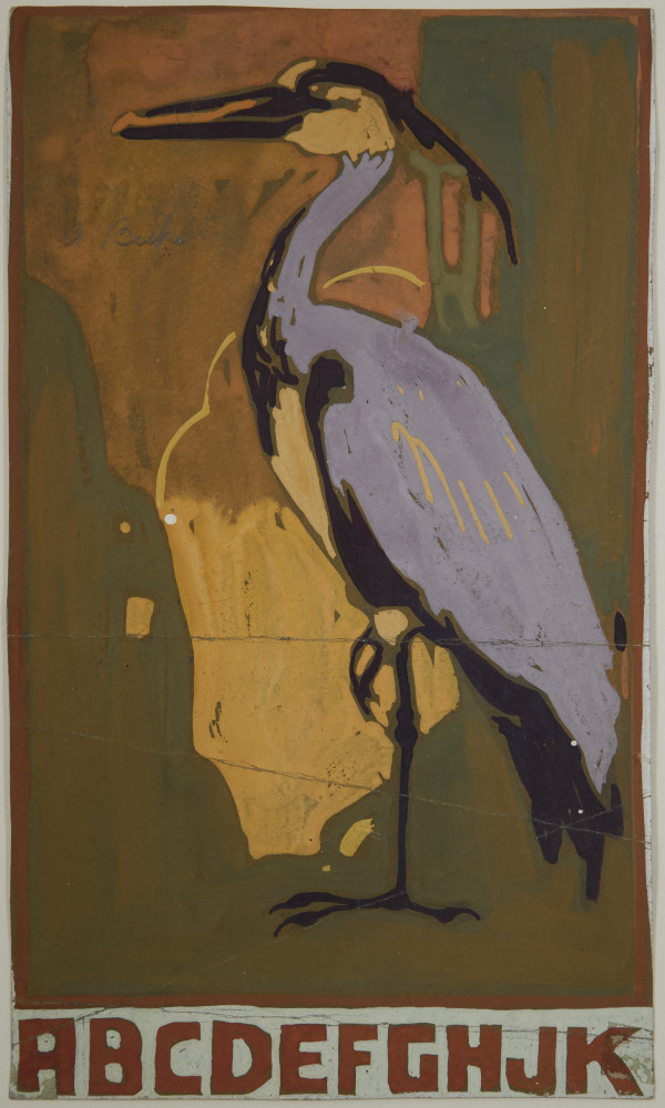 Blue Heron with Alphabet by August Frederick Biehle