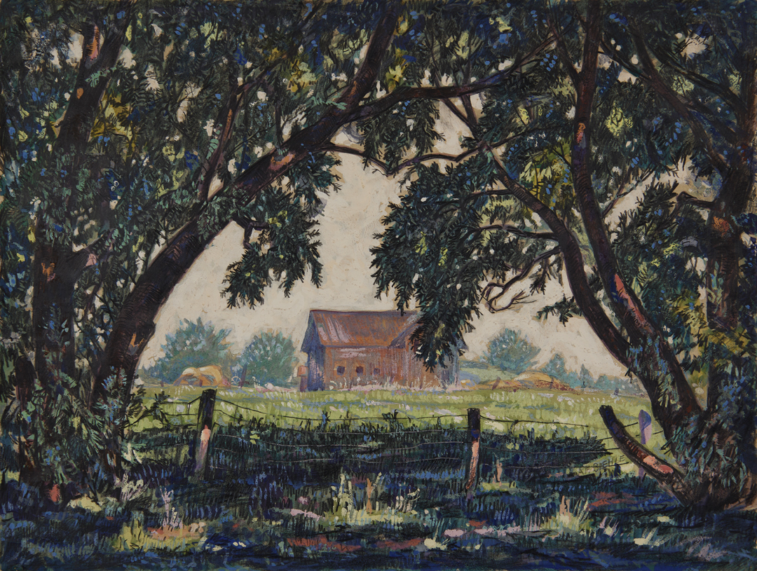 Farm Landscape through the Trees, Zoar by August Frederick Biehle