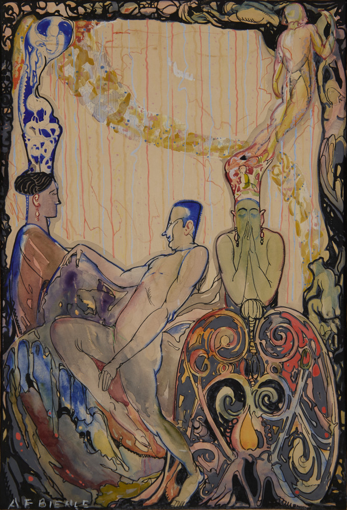 Sketch for Kokoon Klub, Souvenir/Poster by August Frederick Biehle