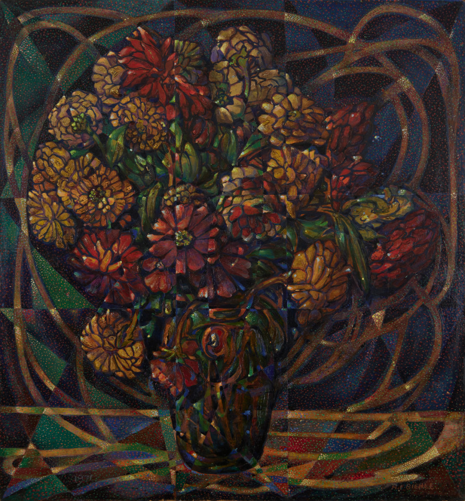 Still Life with Zinnias by August Frederick Biehle