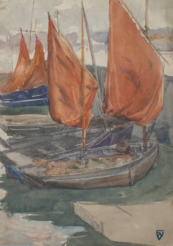 Boats at Concarneau, France by Frank Nelson Wilcox