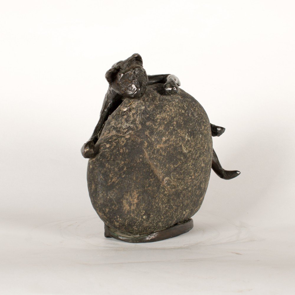 Bronze Cat Scaling Rock