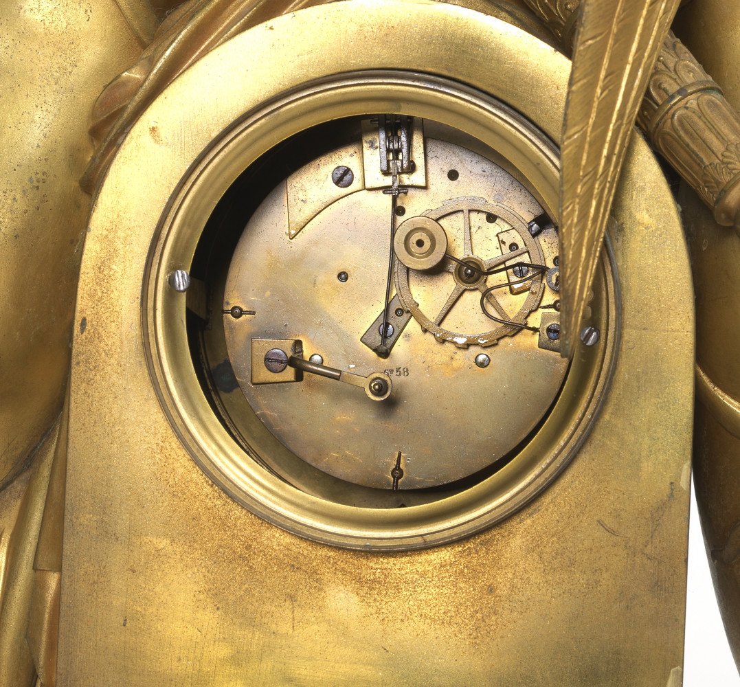 Eros and Diana Gilt Bronze Clock