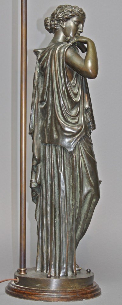 19thc. French School Bronze, The Muse Erato, fitted as a table lamp