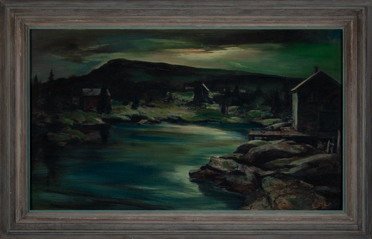 Landscape Oil on Masonite Painting: 