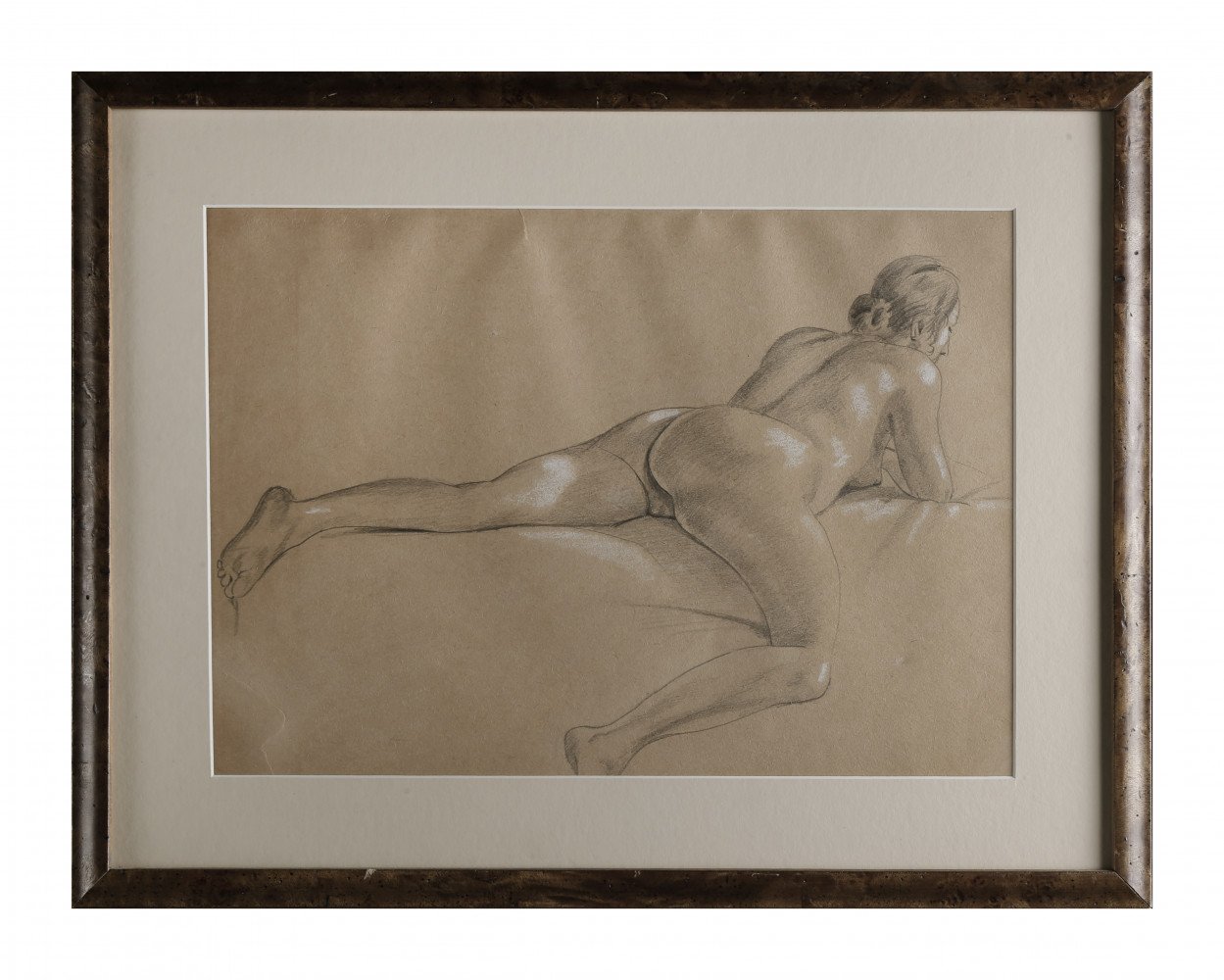 Figurative Graphite and White Heightening on Paper Drawing: 