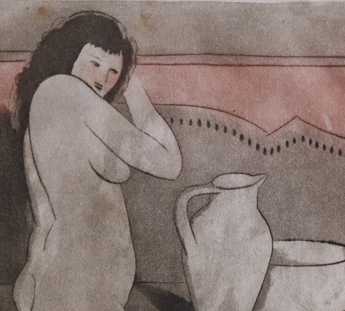Figurative etching and aquatint drawing: 