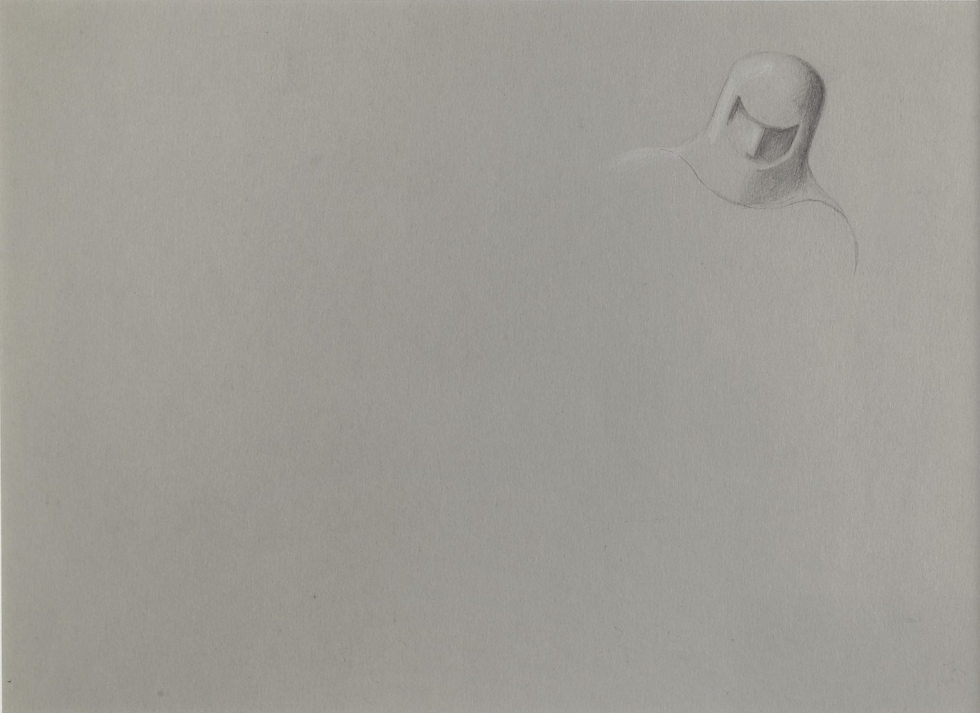 Abstract Figurative Graphite and White Heightening on Paper Drawing: 