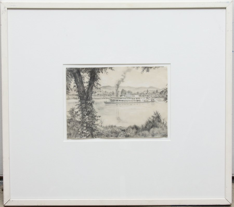 Landscape Graphite on Paper Drawing: 