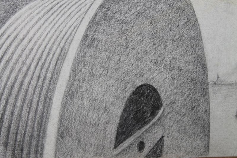 Landscape Graphite on Tracing Paper Drawing: 