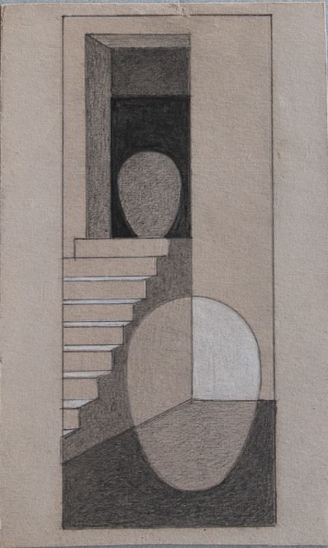 Abstract Graphite and White Heightening on Paper Drawing: 