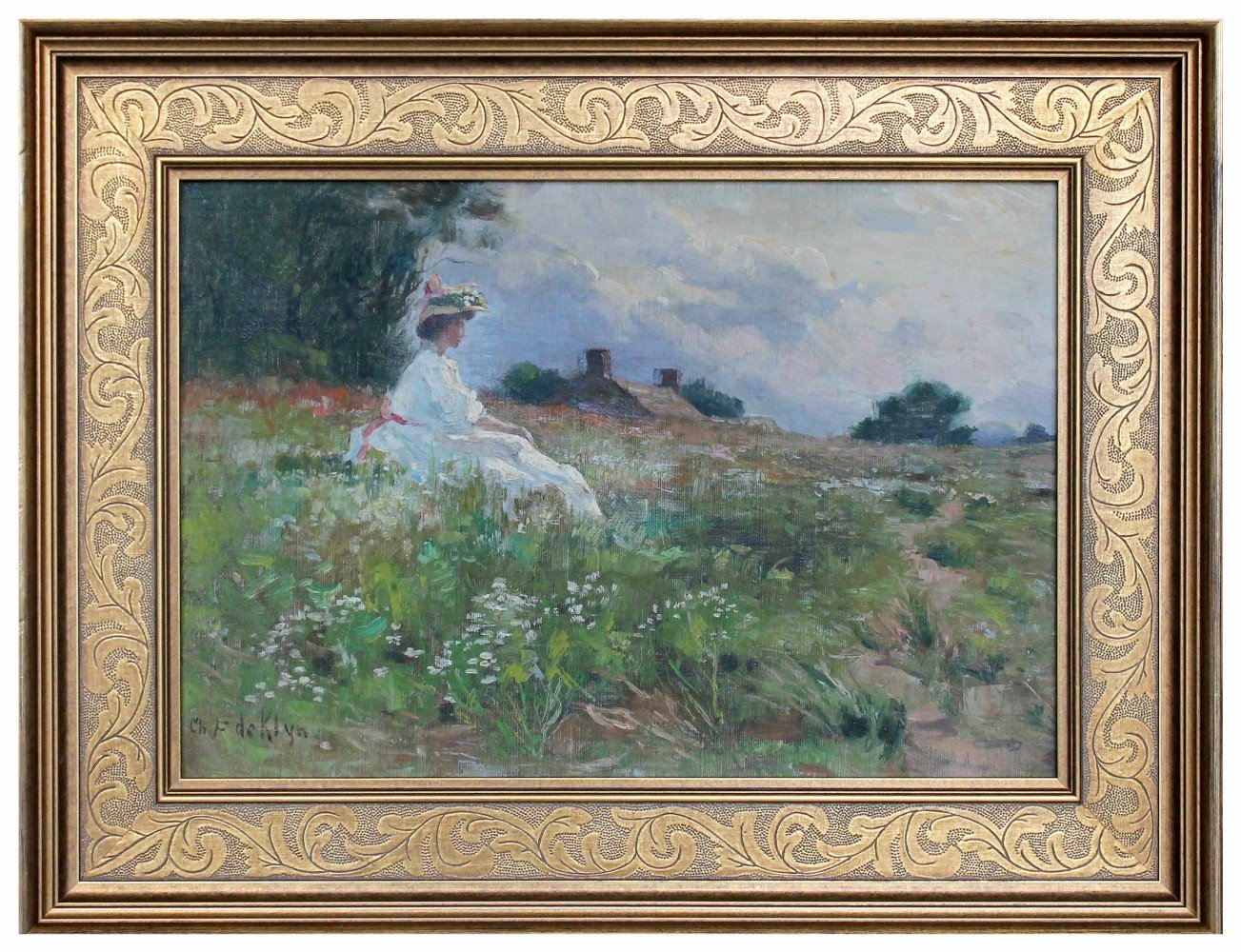 Woman in a Country Landscape by Charles Francis DeKlyn