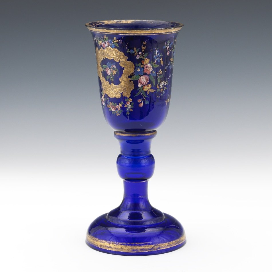 Large 19th Century Continental Cobalt Glass Chalice