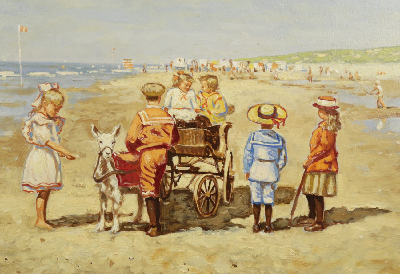Children at the Beach by Cornelis Koppenol