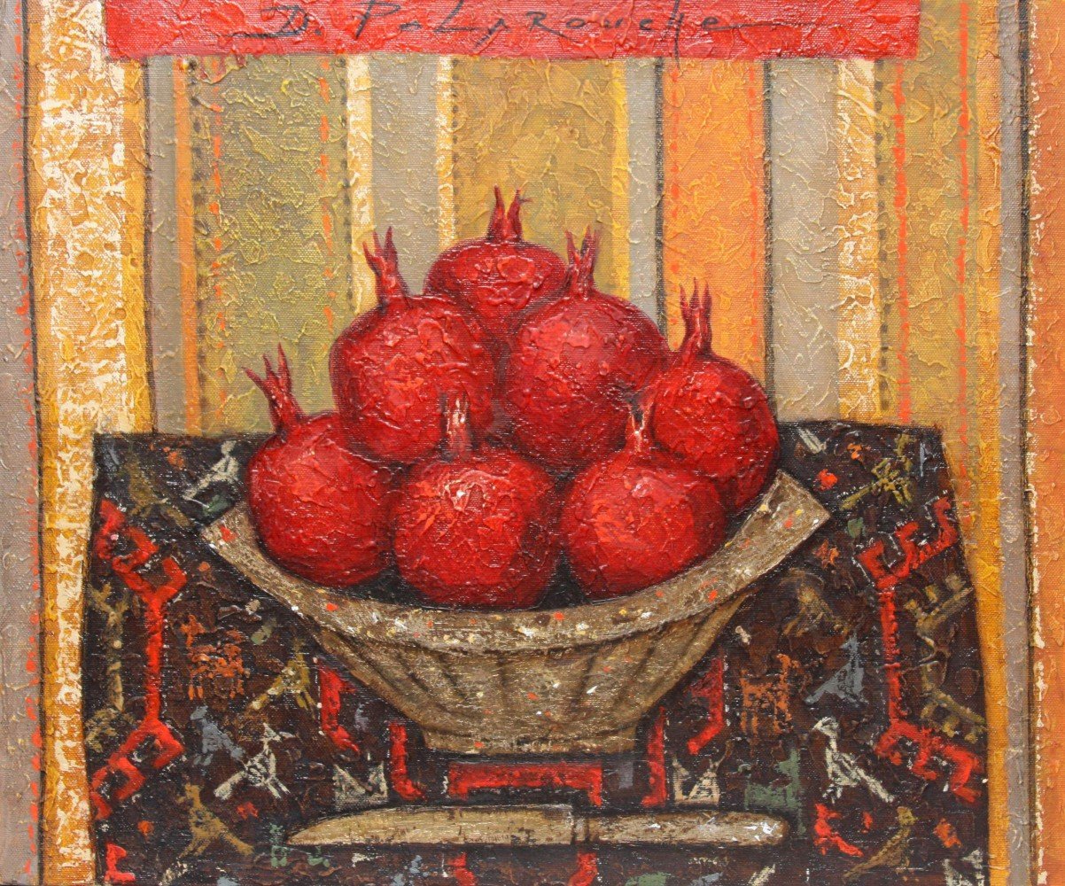 Still Life with Pomegranates, Knife and Textile by Dmitry Polarouche