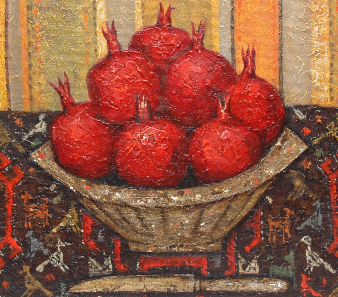 Still Life with Pomegranates, Knife and Textile by Dmitry Polarouche