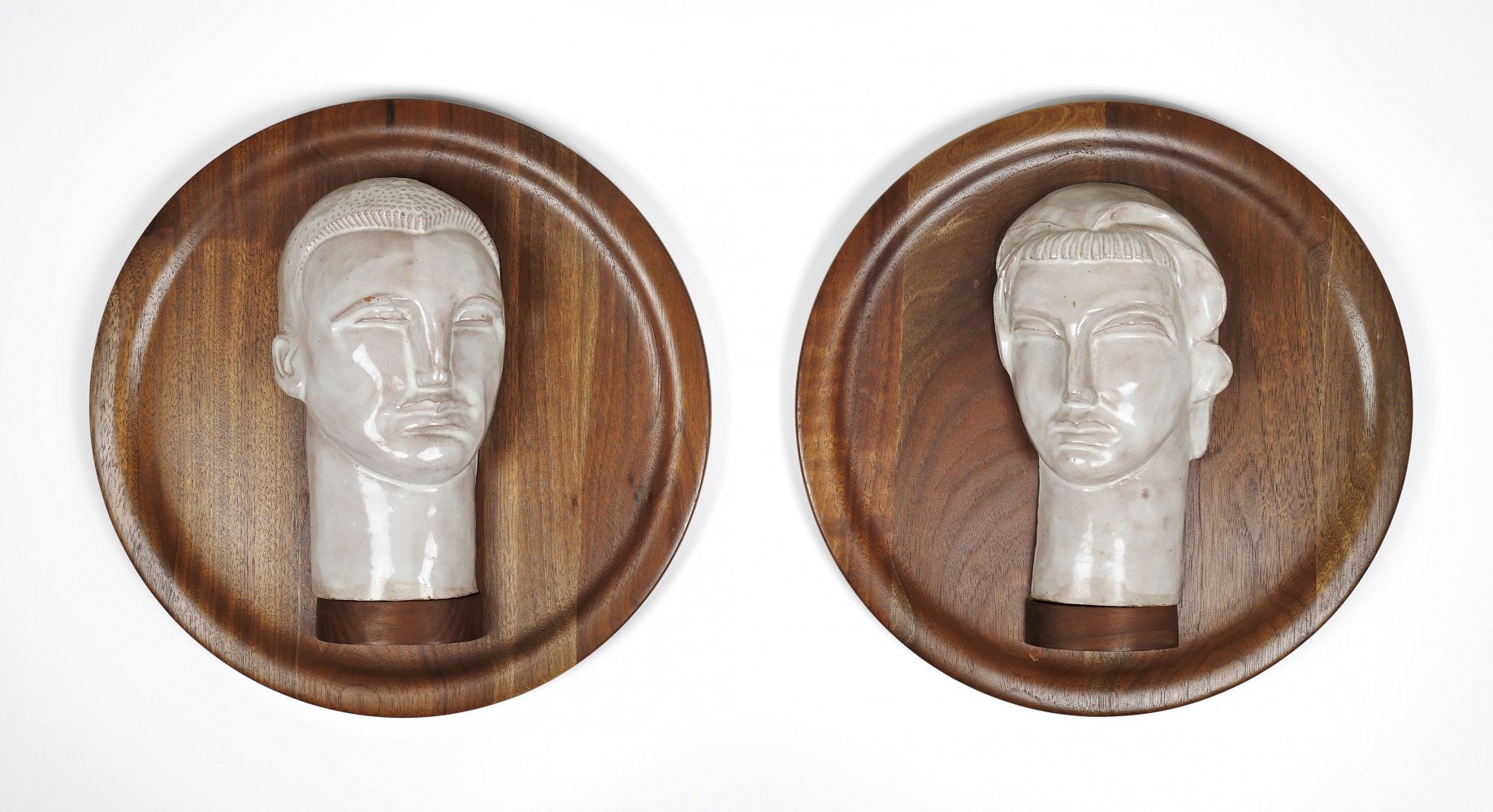 Male and Female Busts by Elmer Ladislaw Novotny