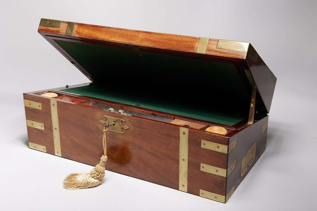 English Brass Bound Mahogany Lap Desk