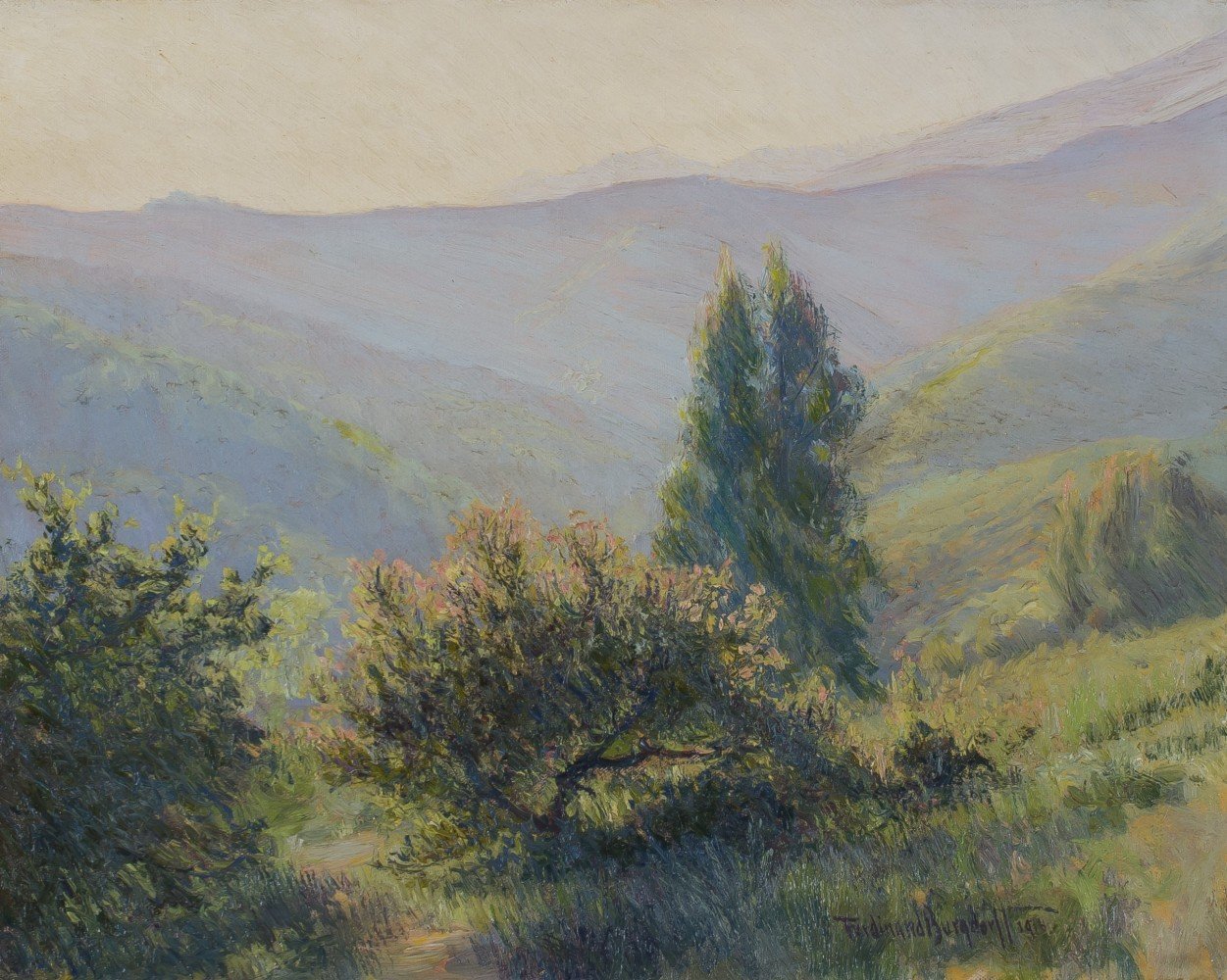 California Hillside at Dusk by Ferdinand Burgdorff