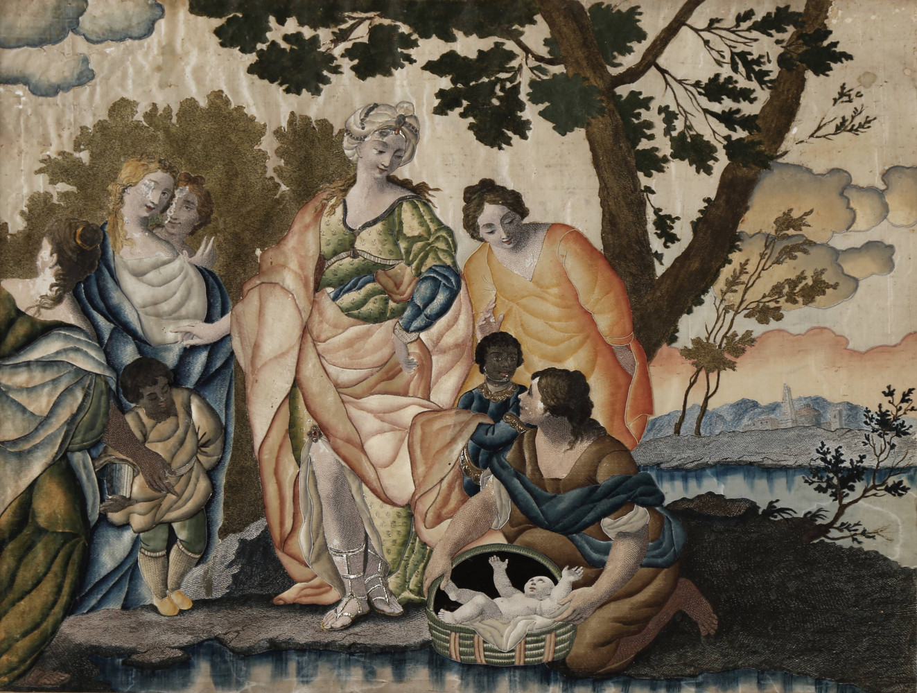Fine and Rare Pair of Italian Paintings on Silk