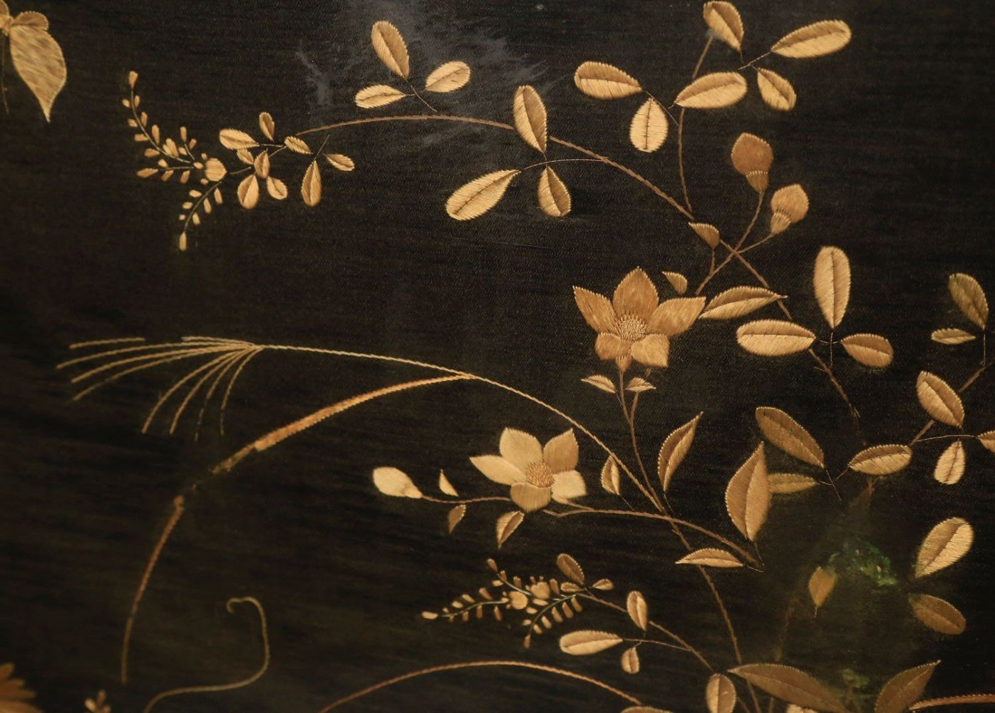 An Aesthetic Movement Fire Screen with Silk Embroidery Panel