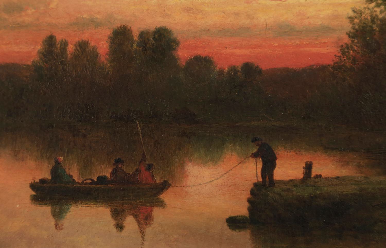 19thc. American School - Fishing at Twilight