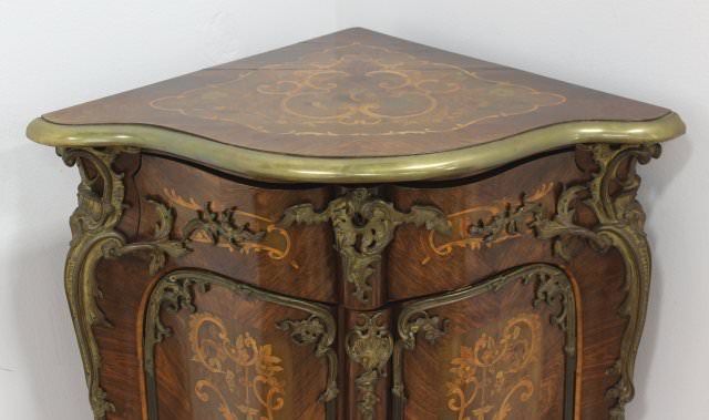 Louis XV Style Bronze Mounted Marquetry Encoignure by 19th Century French School