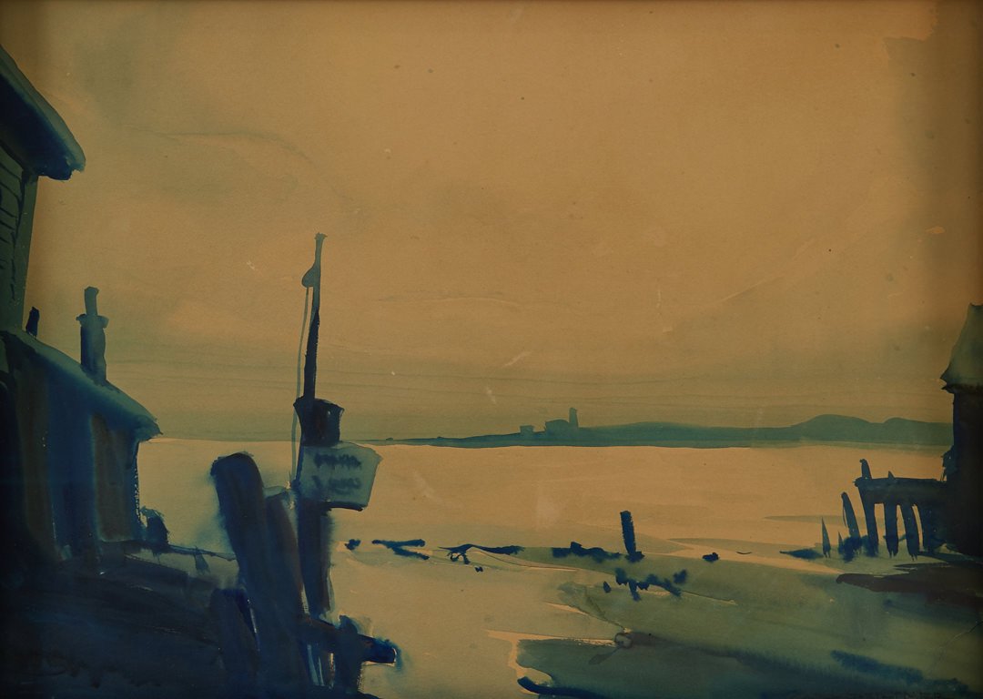 A Harbor Scene  by Carl Frederick Gaertner