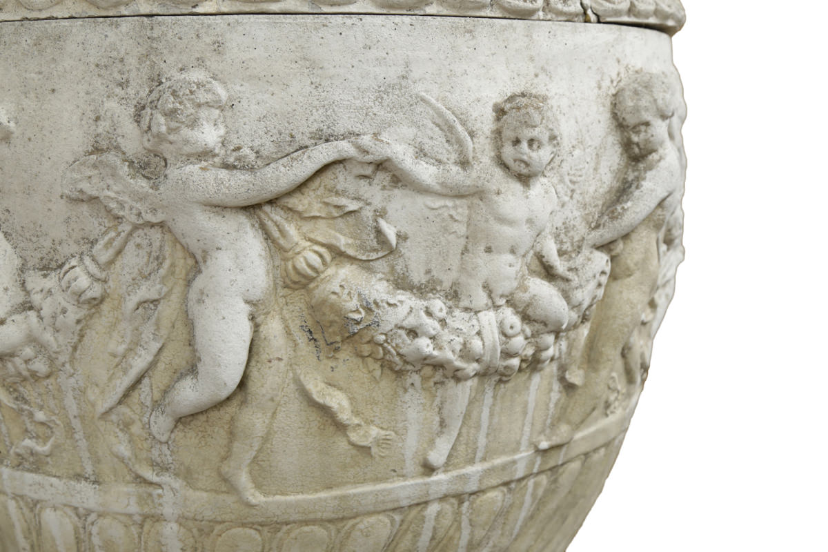 An Elegant Monumental Classical Style Single Urn on Pedestal by 20th Century American School