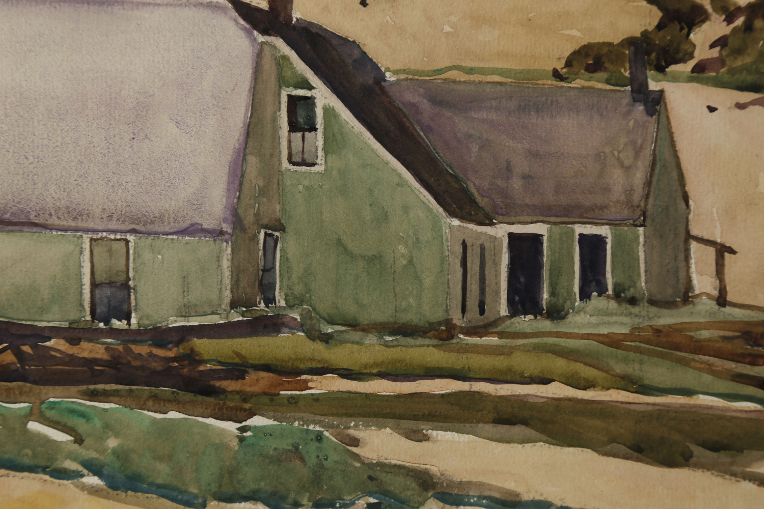 Barns in Rural Landscape by George Gustav Adomeit