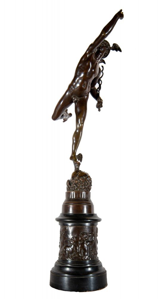 Figurative Bronze, on Bronze Base Statue: 