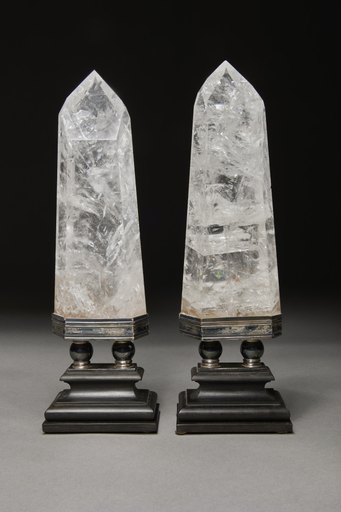 Pair of Rock Crystal Obelisks by Guiliano Tincani