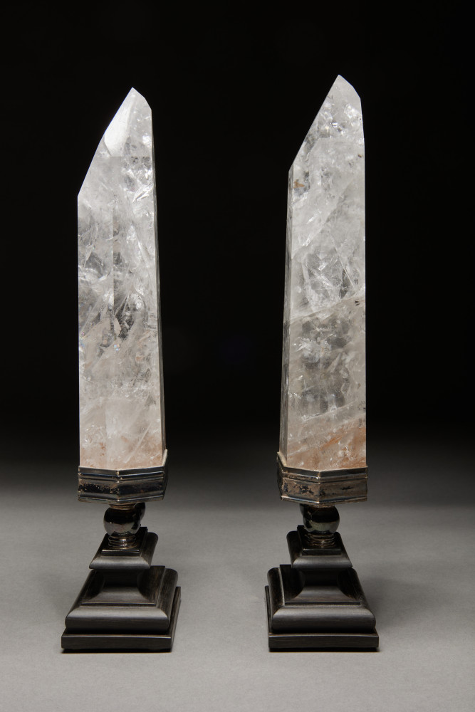 Pair of Rock Crystal Obelisks by Guiliano Tincani