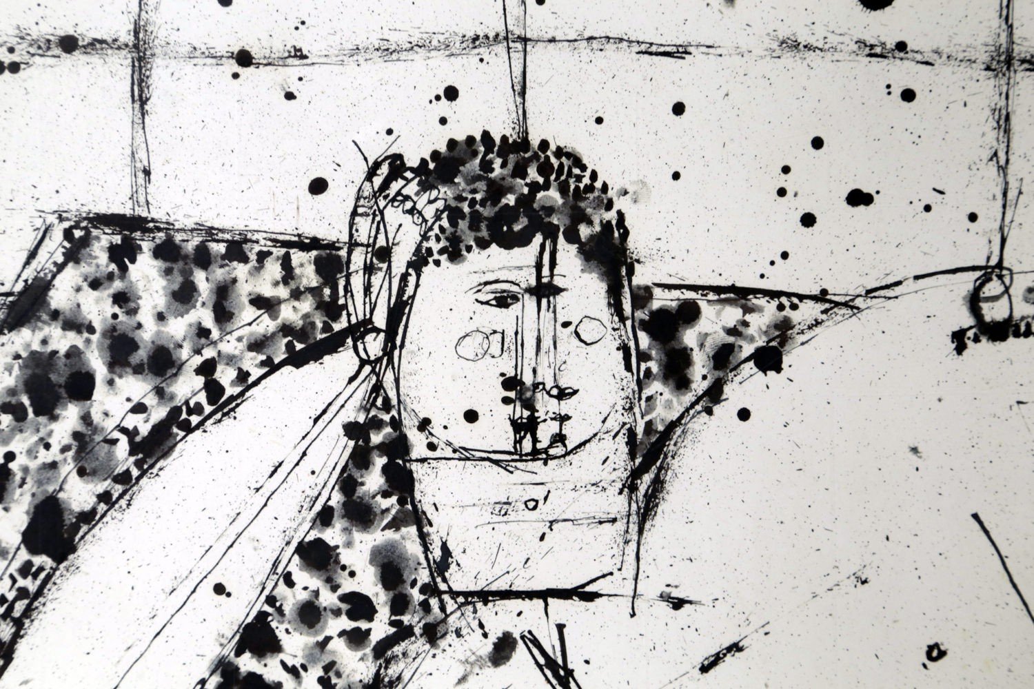 Figurative Indian Ink on Paper Drawing: 