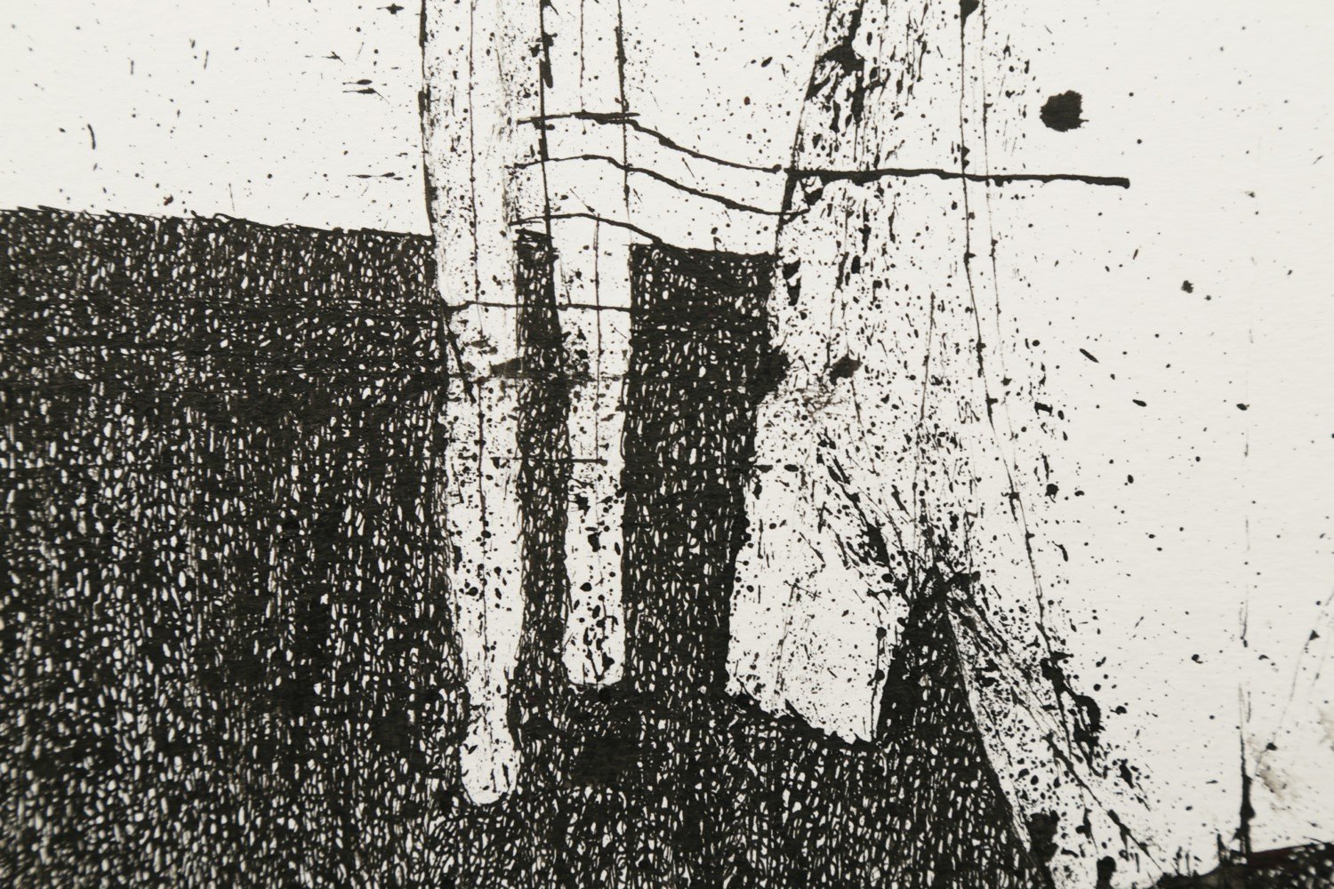 Figurative India Ink on Paper Drawing: 