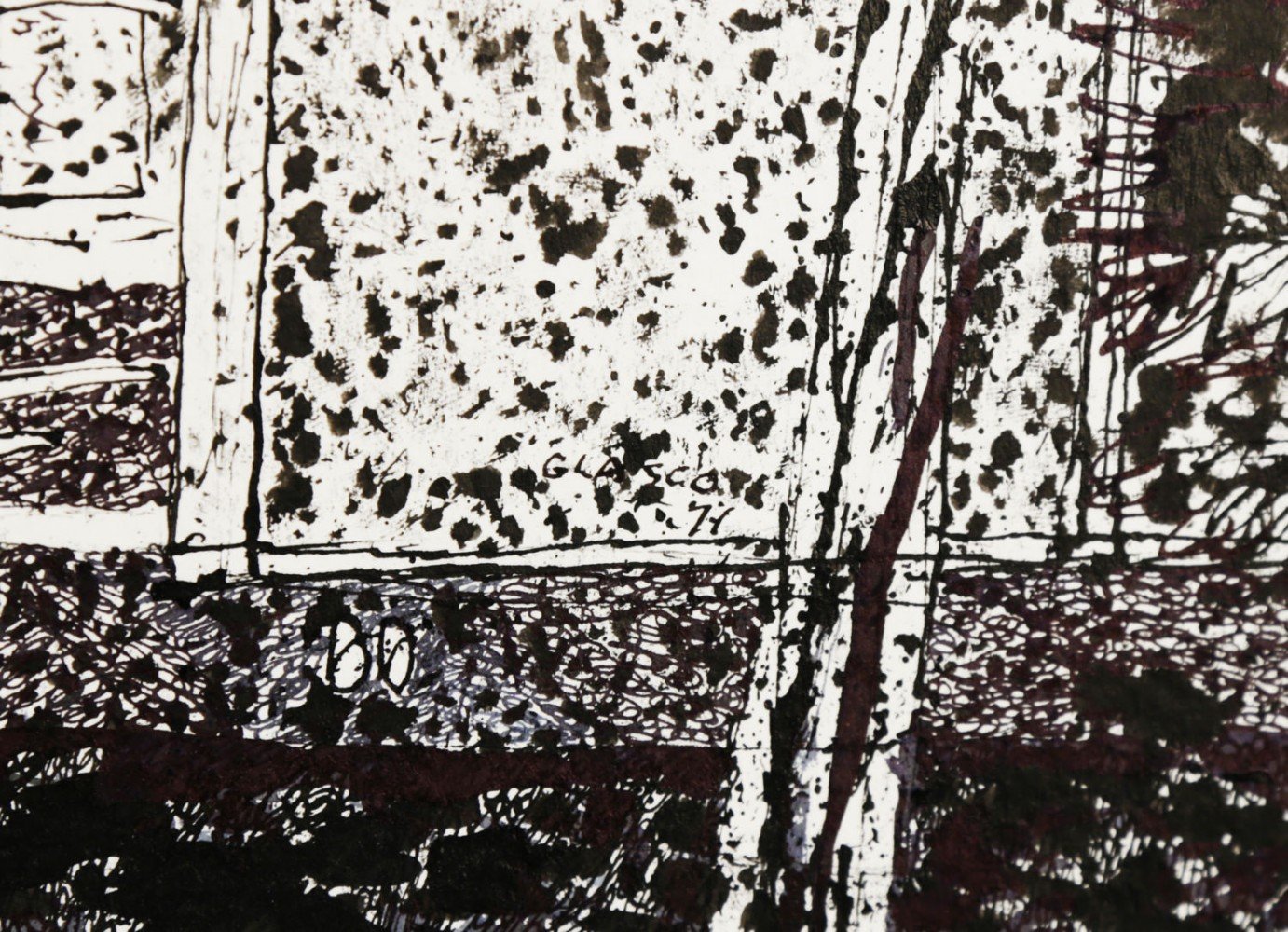 Abstract Landscape India Ink on Paper Drawing: 