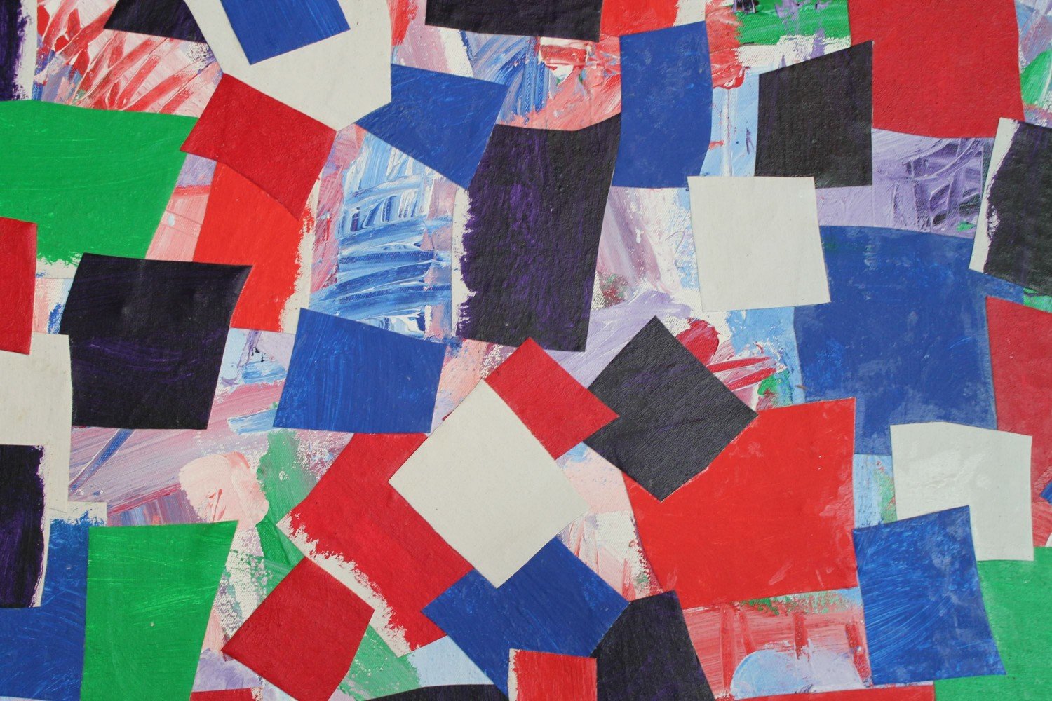 Abstract Acrylic on Canvas Collage Painting: 