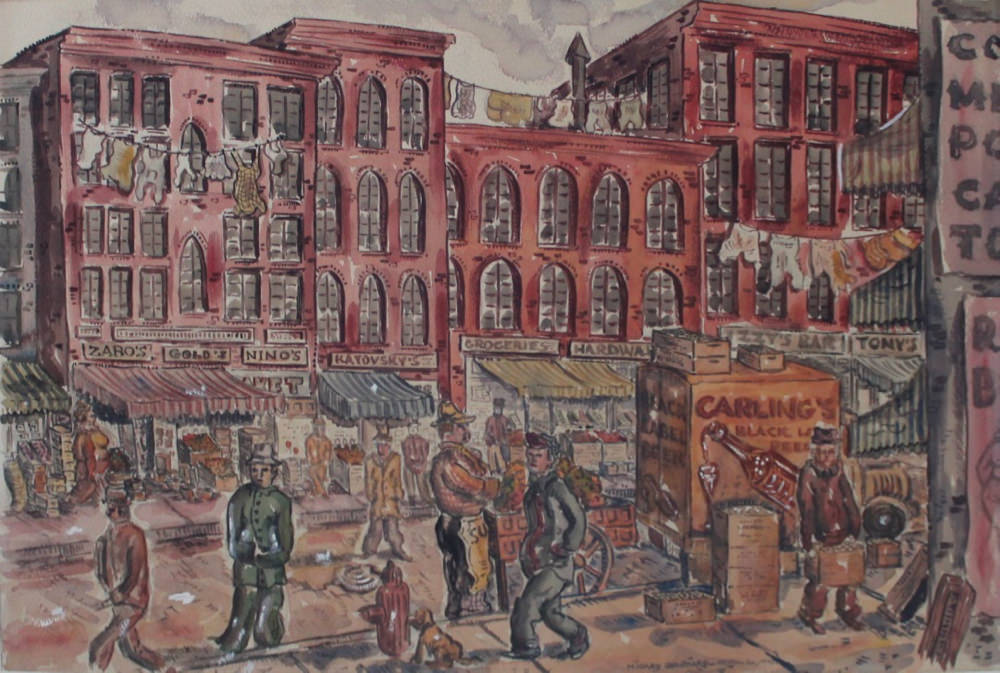 Busy New York Street Scene, 1943 by Milford Goldfarb