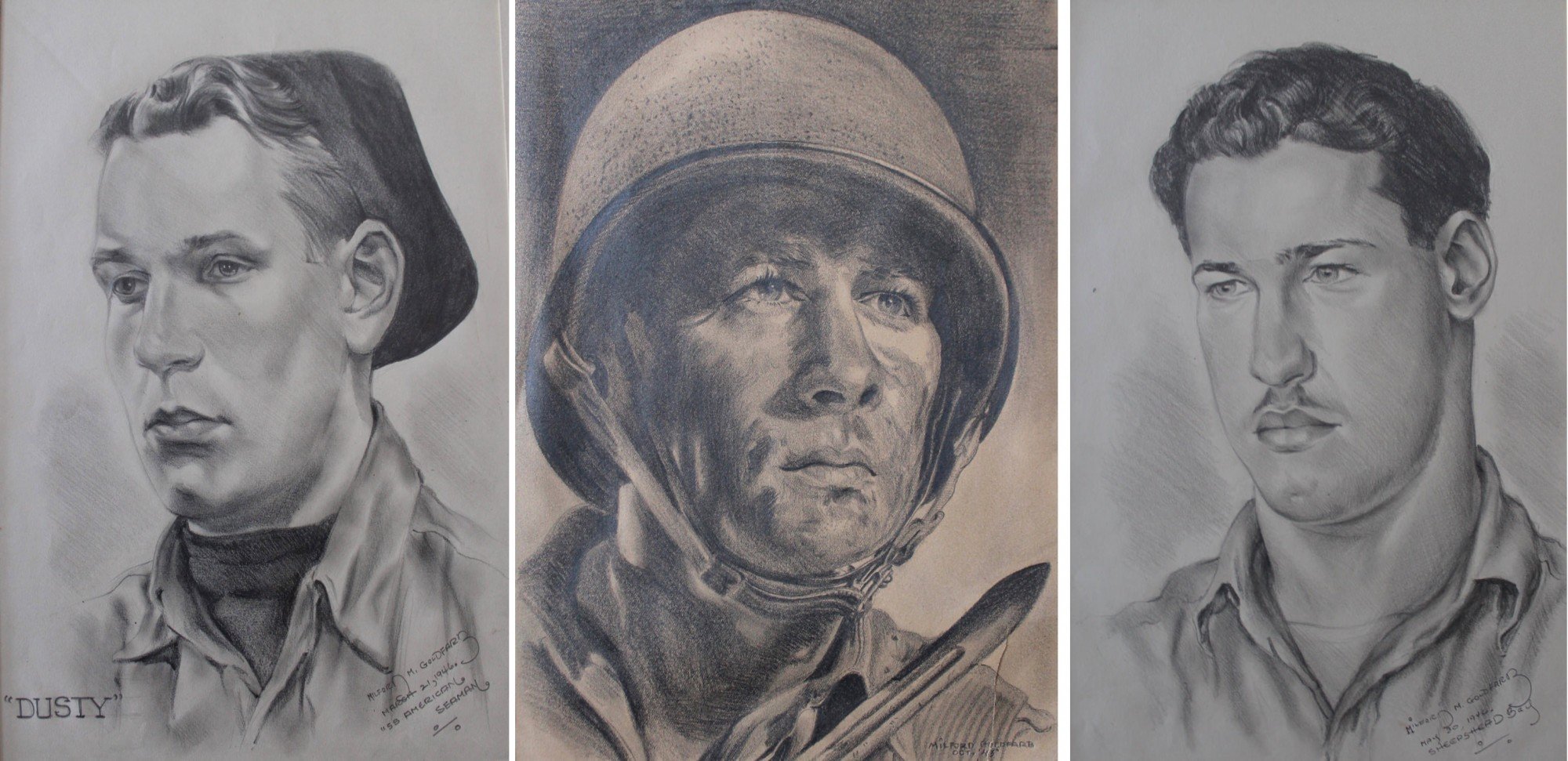 Milford Goldfarb (American 20thc.) Three Graphite Portraits